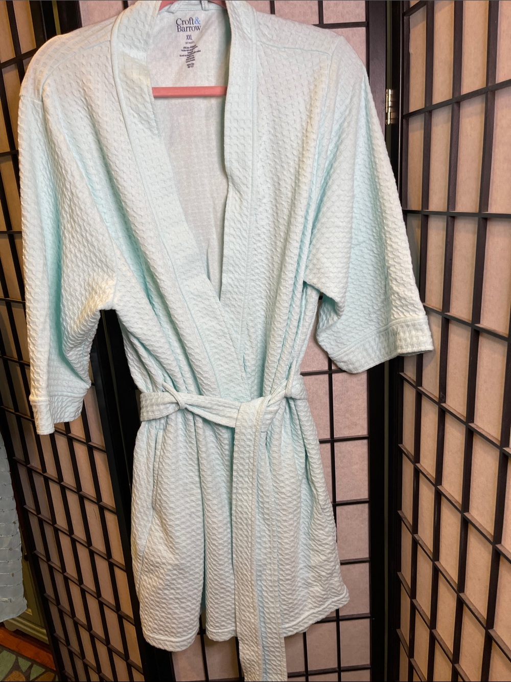 croft & barrow Sea foam Green Waffle-Texture Spa Robe